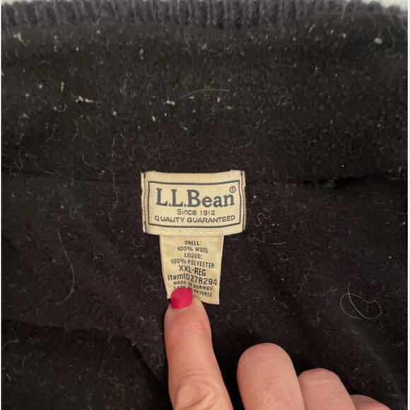L.L. Bean Sweater Mens XXL bird's eye zipper front wool sweater fleece lined - Picture 5 of 12
